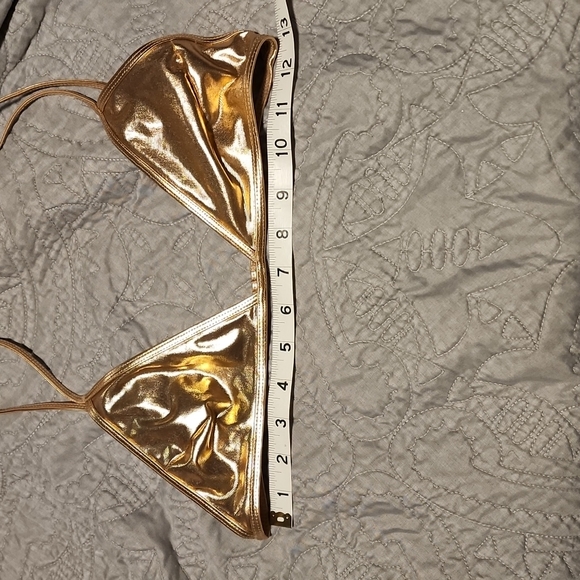 GOLD Metallic Bikini Top Tag Missing Size S - Picture 5 of 5